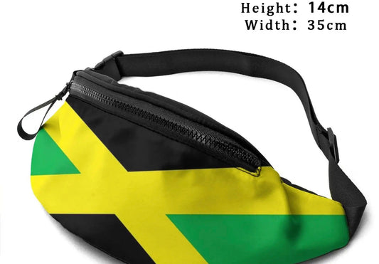 "Jamaica Bum" Flag Waist Bum Bag with Headphone Hole Belt Bag Adjustable Strap