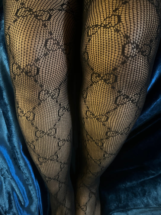 "Where My Hose At" Sexy High Waisted Fishnet Tights Women's Designer Sheer pantyhose Stockings