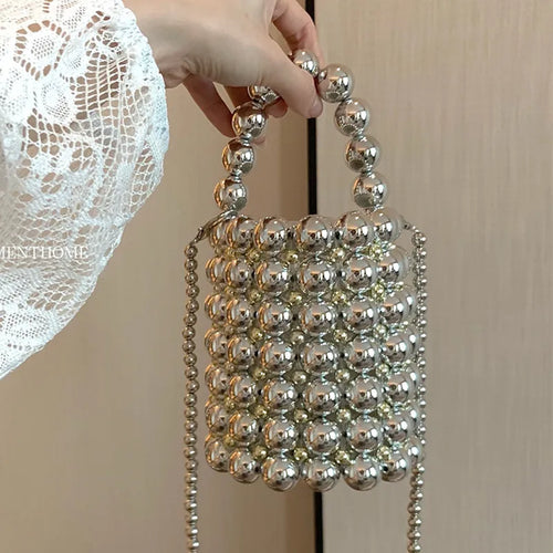 "Clutch My Pearls" Chic Handmade Pearl Bucket Bag