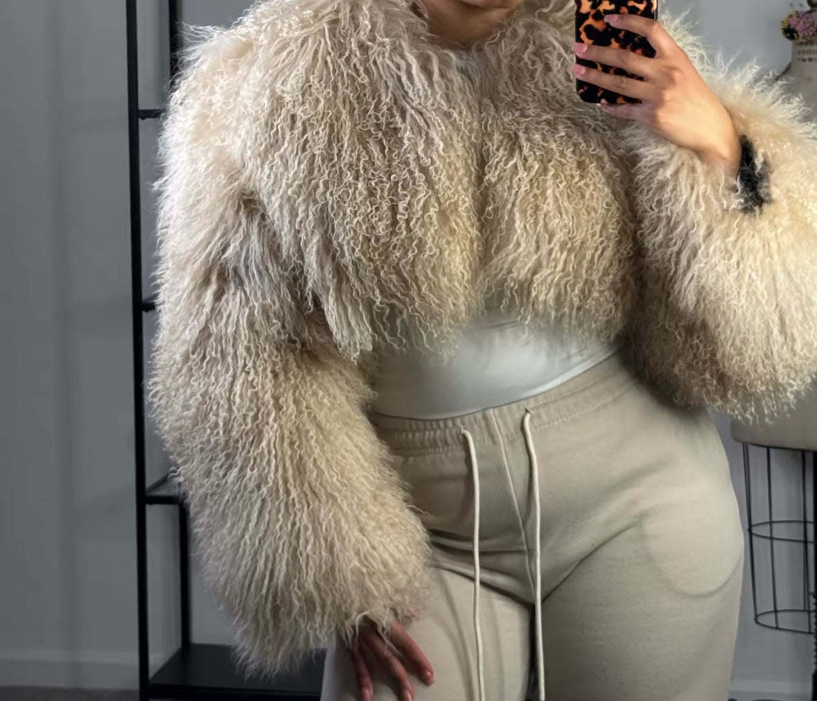 Sassy Chic Mongolian Fur Cropped Jacket