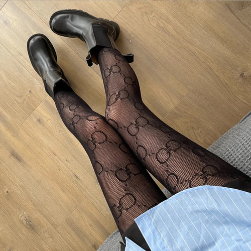 "Where My Hose At" Sexy High Waisted Fishnet Tights Women's Designer Sheer pantyhose Stockings