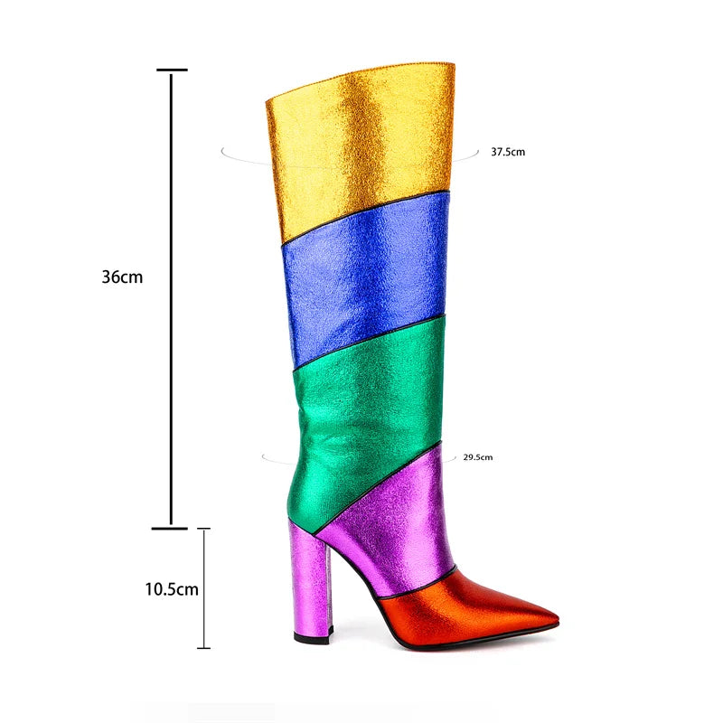 “Mardi Gras” Chunky High Heel Boots