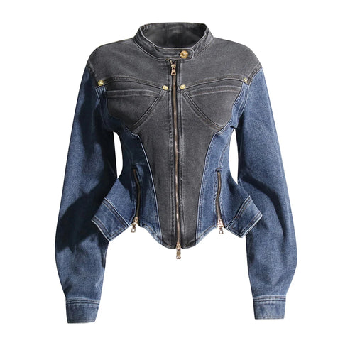 "Double Play" Two Tone Denim Jacket For Women