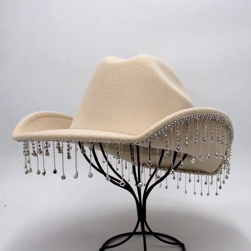 Women's Cowboy Hat With Rhinestone Fringe