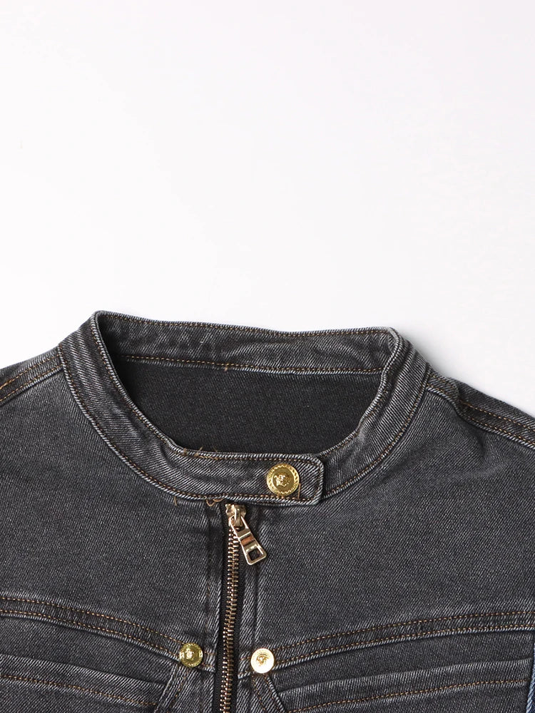 "Double Play" Two Tone Denim Jacket For Women