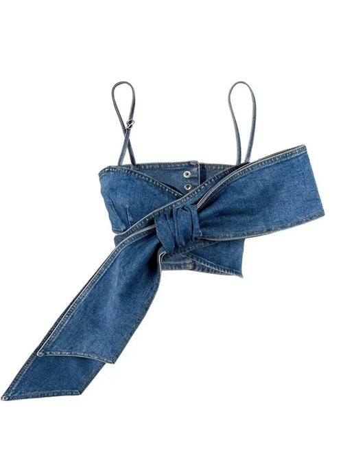 Big Bow Denim Jeans and Crop Top (Sold Separately)