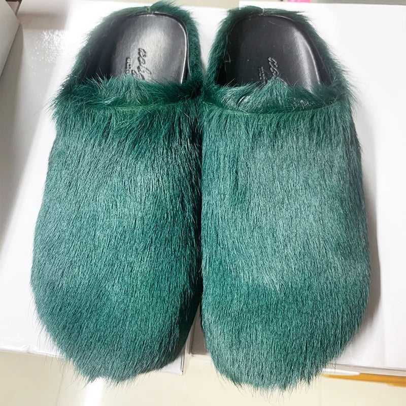 Marne Unisex Fur Horsehair Mules