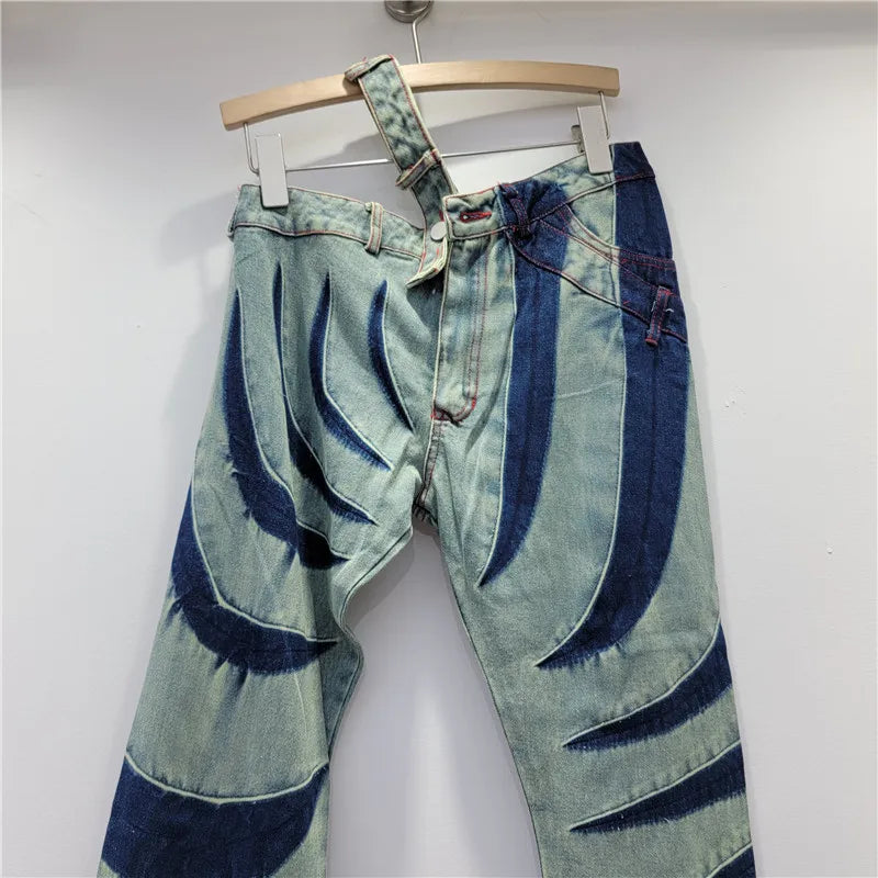 "Wild Style" Denim Wide Leg Contrast Jeans