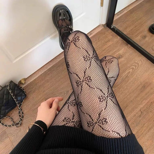 "Where My Hose At" Sexy High Waisted Fishnet Tights Women's Designer Sheer pantyhose Stockings