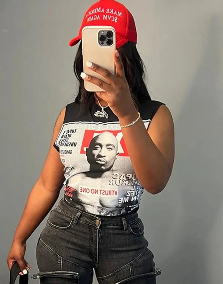 Novelty Tupac Sleeveless Tank Top