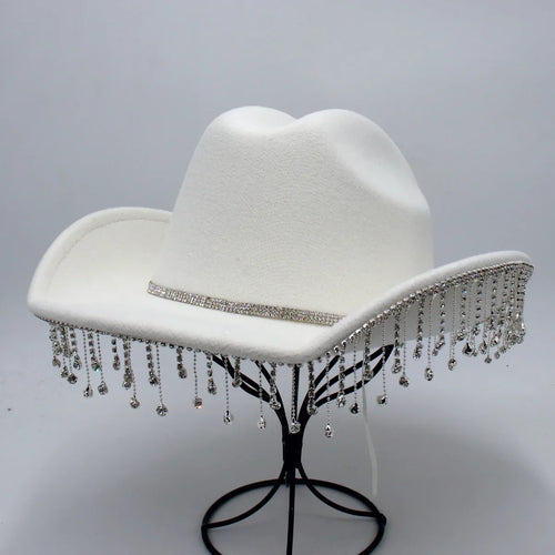 Women's Cowboy Hat With Rhinestone Fringe