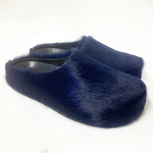 Marne Unisex Fur Horsehair Mules