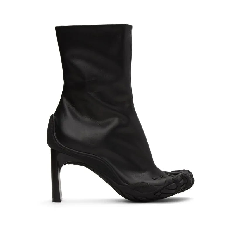 “Barefoot” Sock Fit Ankle Boot With Chunky Heel