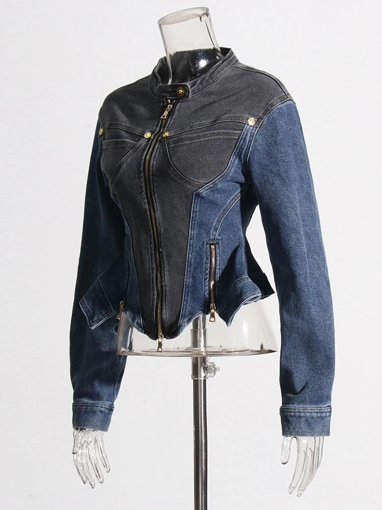 "Double Play" Two Tone Denim Jacket For Women