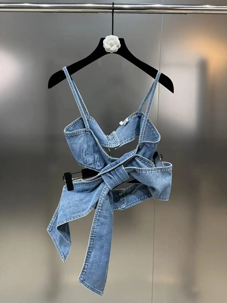 Big Bow Denim Jeans and Crop Top (Sold Separately)