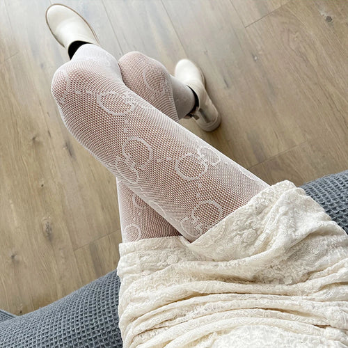 "Where My Hose At" Sexy High Waisted Fishnet Tights Women's Designer Sheer pantyhose Stockings