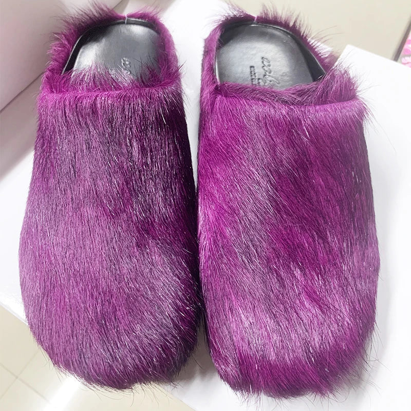 Marne Unisex Fur Horsehair Mules