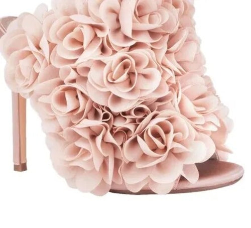 "Blossom" Peep Toe Handmade Rose Petal Ankle Boots