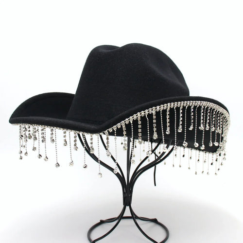 Women's Cowboy Hat With Rhinestone Fringe