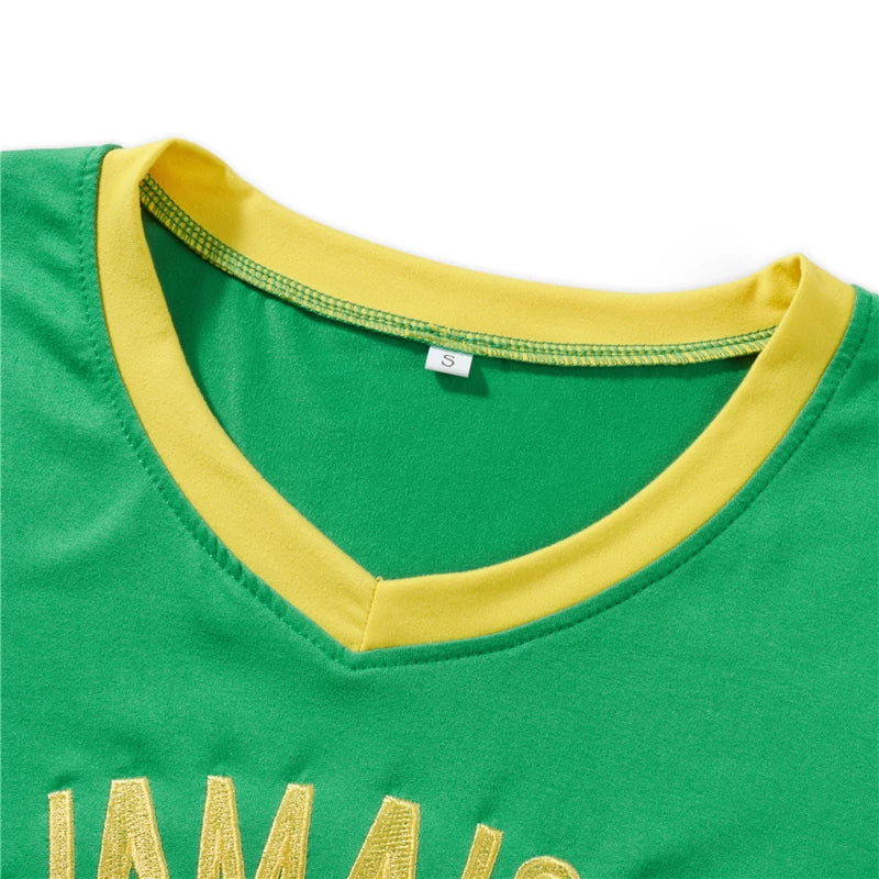 "Ya Man" Jamaican Novelty Crop Top Casual V Neck Letter Print