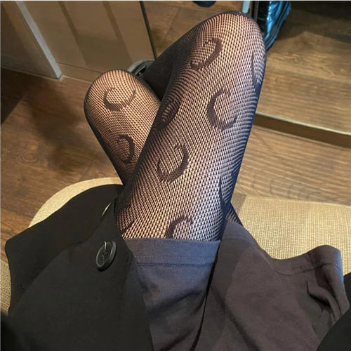 "Where My Hose At" Sexy High Waisted Fishnet Tights Women's Designer Sheer pantyhose Stockings